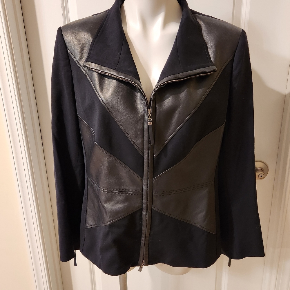 Basler black blazer jacket with zippers details size large